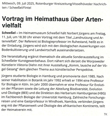 Vortrag im Heimathaus über Artenvielfalt